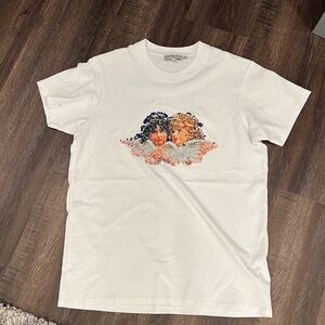 Fiorucci Reversible Sequin t-shirt Cherubs Angels Navy & Red Logo Size Medium